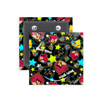 Τα πουλάκια angry birds μαύρο, Κονκάρδα παραμάνα τετράγωνη 5x5cm