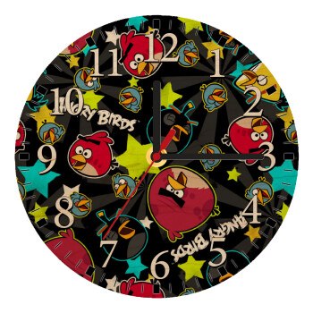 Τα πουλάκια angry birds μαύρο, Ρολόι τοίχου ξύλινο plywood (20cm)