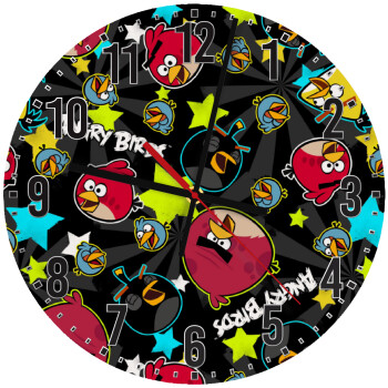 Τα πουλάκια angry birds μαύρο, Ρολόι τοίχου ξύλινο (30cm)