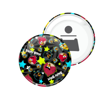 Τα πουλάκια angry birds μαύρο, Μαγνητάκι και ανοιχτήρι μπύρας στρογγυλό διάστασης 5,9cm