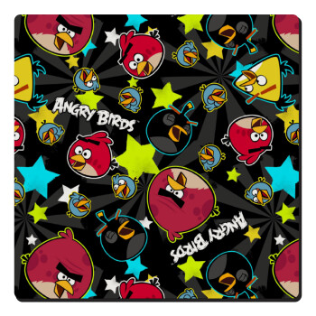 Τα πουλάκια angry birds μαύρο, Τετράγωνο μαγνητάκι ξύλινο 6x6cm