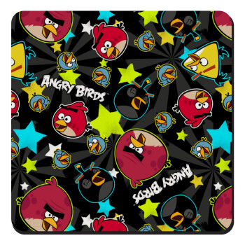 Τα πουλάκια angry birds μαύρο, Τετράγωνο μαγνητάκι ξύλινο 9x9cm