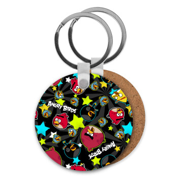 Τα πουλάκια angry birds μαύρο, Μπρελόκ Ξύλινο στρογγυλό MDF Φ5cm