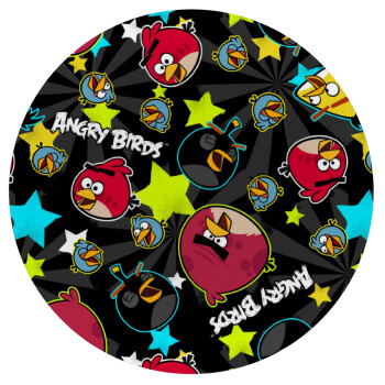 Τα πουλάκια angry birds μαύρο, Mousepad Round 20cm