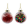 Στολίδι Χριστουγεννιάτικη μπάλα δένδρου διάφανη με κόκκινο γέμισμα 8cm