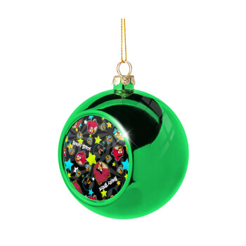 Τα πουλάκια angry birds μαύρο, Χριστουγεννιάτικη μπάλα δένδρου Πράσινη 8cm