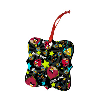 Τα πουλάκια angry birds μαύρο, Christmas ornament polygon wooden 7.5cm