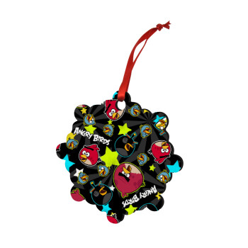 Τα πουλάκια angry birds μαύρο, Christmas ornament snowflake wooden 7.5cm