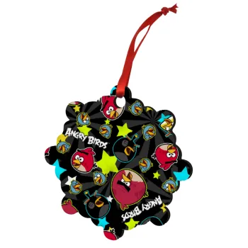Τα πουλάκια angry birds μαύρο, Christmas ornament snowflake wooden 7.5cm