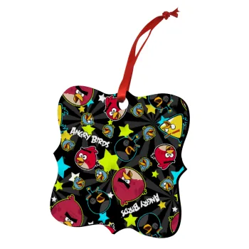 Τα πουλάκια angry birds μαύρο, Στολίδι Χριστουγεννιάτικο στολίδι polygon ξύλινο 7.5cm