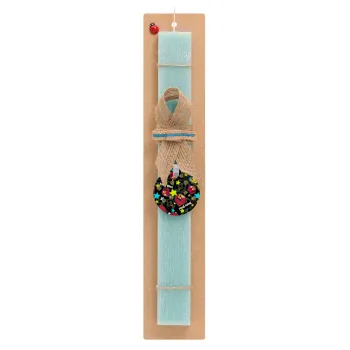 Τα πουλάκια angry birds μαύρο, Easter Set, wooden keychain & aromatic flat Easter candle (30cm) (TURQUOISE)