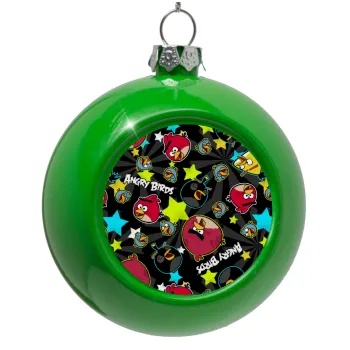 Τα πουλάκια angry birds μαύρο, Στολίδι Χριστουγεννιάτικη μπάλα δένδρου Πράσινο 8cm