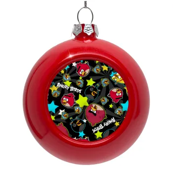 Τα πουλάκια angry birds μαύρο, Red Christmas tree ornament bauble 8cm