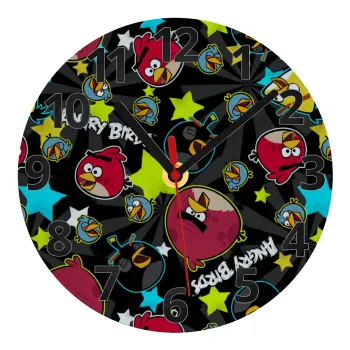 Τα πουλάκια angry birds μαύρο, Ρολόι τοίχου γυάλινο (20cm)