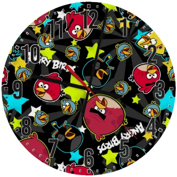 Τα πουλάκια angry birds μαύρο, Ρολόι τοίχου ξύλινο (30cm)