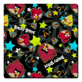 Τα πουλάκια angry birds μαύρο, Τετράγωνο μαγνητάκι ξύλινο 6x6cm