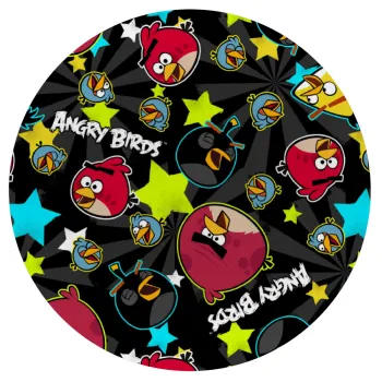 Τα πουλάκια angry birds μαύρο, Mousepad Round 20cm