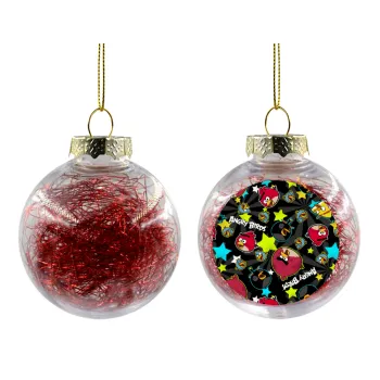 Τα πουλάκια angry birds μαύρο, Transparent Christmas tree ball ornament with red filling 8cm