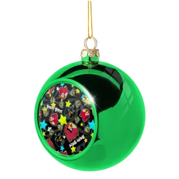 Τα πουλάκια angry birds μαύρο, Στολίδι Χριστουγεννιάτικη μπάλα δένδρου Πράσινη 8cm