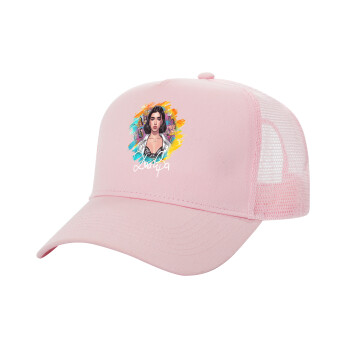 Dua lipa, Structured Trucker Children's Hat, with Mesh, PINK (100% COTTON, CHILDREN'S, UNISEX, ONE SIZE)