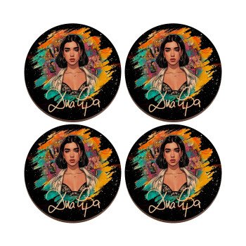 Dua lipa, ΣΕΤ x4 Σουβέρ ξύλινα στρογγυλά plywood (9cm)