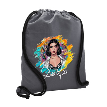 Dua lipa, Backpack pouch GYMBAG GREY, with pocket (40x48cm) & thick cords