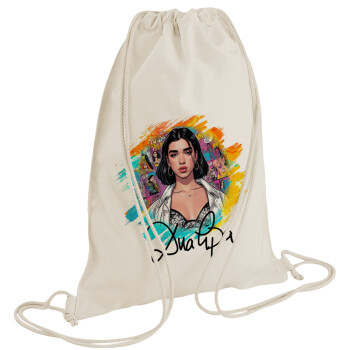 Dua lipa, Τσάντα πλάτης πουγκί GYMBAG natural (28x40cm)