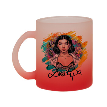 Dua lipa, Κούπα γυάλινη δίχρωμη με βάση το κόκκινο ματ, 330ml