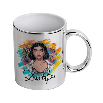 Dua lipa, Mug ceramic, silver mirror, 330ml