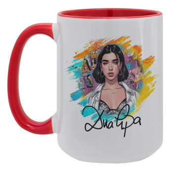 Dua lipa, Κούπα Mega 15oz, κεραμική Κόκκινη, 450ml