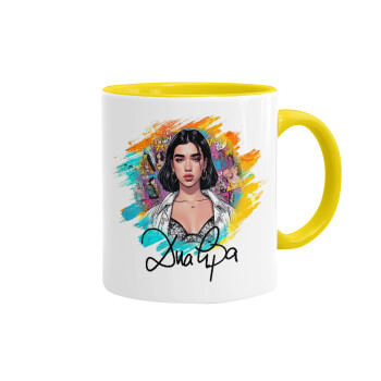 Dua lipa, Mug colored yellow, ceramic, 330ml