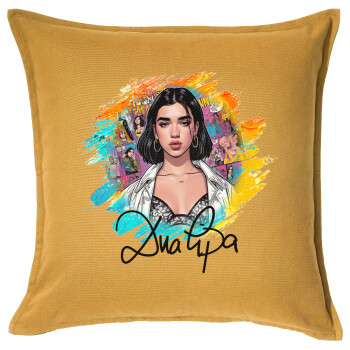 Dua lipa, Sofa cushion YELLOW 50x50cm includes filling