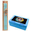 Easter Set, children's snack container BLUE & Easter aromatic flat candle (30cm) (TURQUOISE)