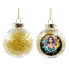 Transparent Christmas tree ball ornament with gold filling 8cm