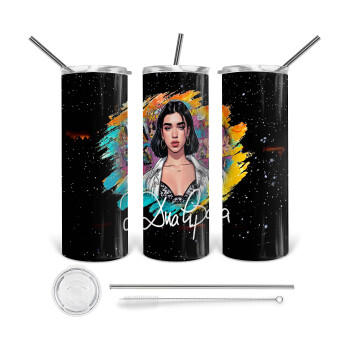 Dua lipa, 360 Eco friendly stainless steel tumbler 600ml, with metal straw & cleaning brush