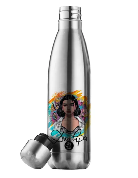 Dua lipa — Μεταλλικό παγούρι θερμός Inox (Stainless steel), διπλού τοιχώματος, 500ml
