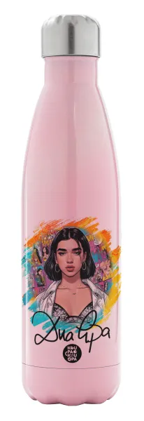 Dua lipa — Metal mug thermos Pink Iridiscent (Stainless steel), double wall, 500ml