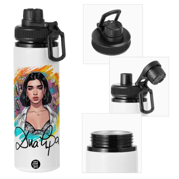 Dua lipa — Μεταλλικό παγούρι νερού με καπάκι ασφαλείας, αλουμινίου 850ml