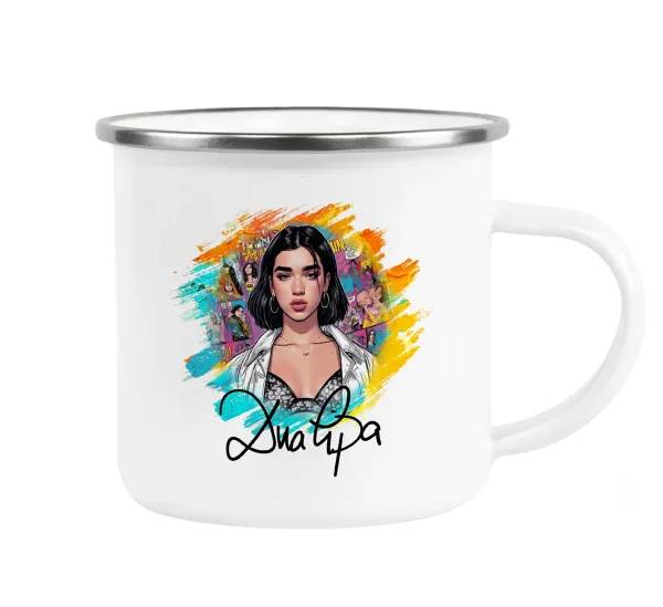 Dua lipa — Metallic enamel cup white 360ml