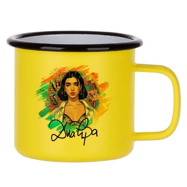 Dua lipa — Κούπα Μεταλλική εμαγιέ ΜΑΤ Κίτρινη 360ml