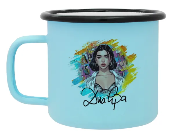 Dua lipa — Κούπα Μεταλλική εμαγιέ ΜΑΤ σιέλ 360ml