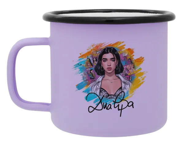 Dua lipa — Metal enamel mug, matte light pastel purple, 360ml