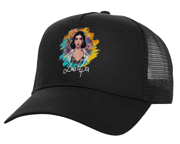 Dua lipa — Καπέλο Ενηλίκων Structured Trucker, με Δίχτυ, Μαύρο (100% ΒΑΜΒΑΚΕΡΟ, ΕΝΗΛΙΚΩΝ, UNISEX, ONE SIZE)