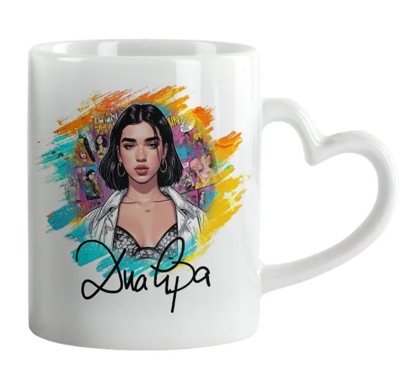 Dua lipa — Mug heart handle, ceramic, 330ml
