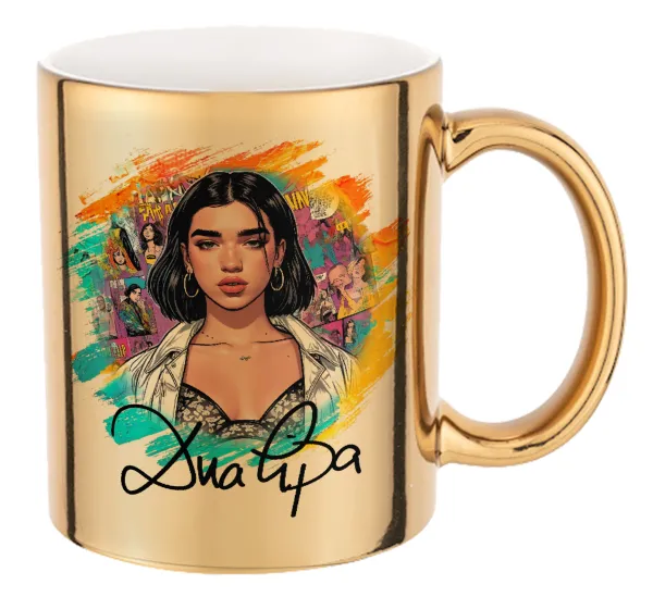 Dua lipa — Κούπα κεραμική, χρυσή καθρέπτης, 330ml
