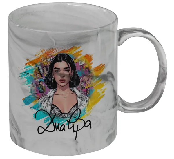 Dua lipa — Κούπα κεραμική, marble style (μάρμαρο), 330ml