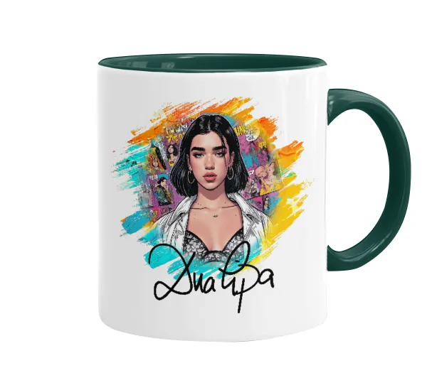 Dua lipa — Κούπα χρωματιστή πράσινη, κεραμική, 330ml