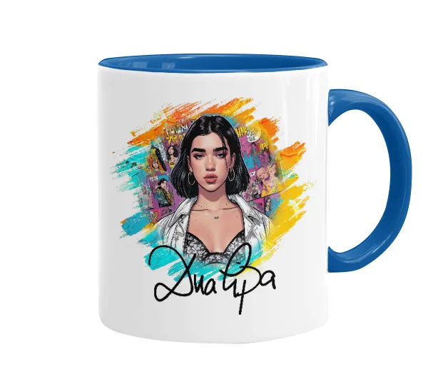 Dua lipa — Κούπα χρωματιστή μπλε, κεραμική, 330ml
