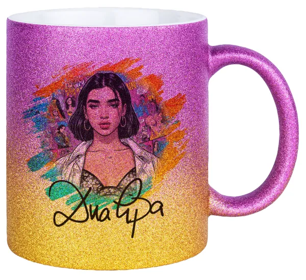 Dua lipa — Κούπα Χρυσή/Ροζ Glitter, κεραμική, 330ml