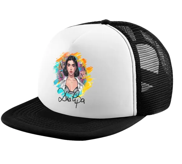Dua lipa — Καπέλο παιδικό Soft Trucker με Δίχτυ ΜΑΥΡΟ/ΛΕΥΚΟ (POLYESTER, ΠΑΙΔΙΚΟ, ONE SIZE)